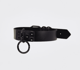 Love In Leather Black Ring Leather BDSM Choker - Default Title - Collars and Leads